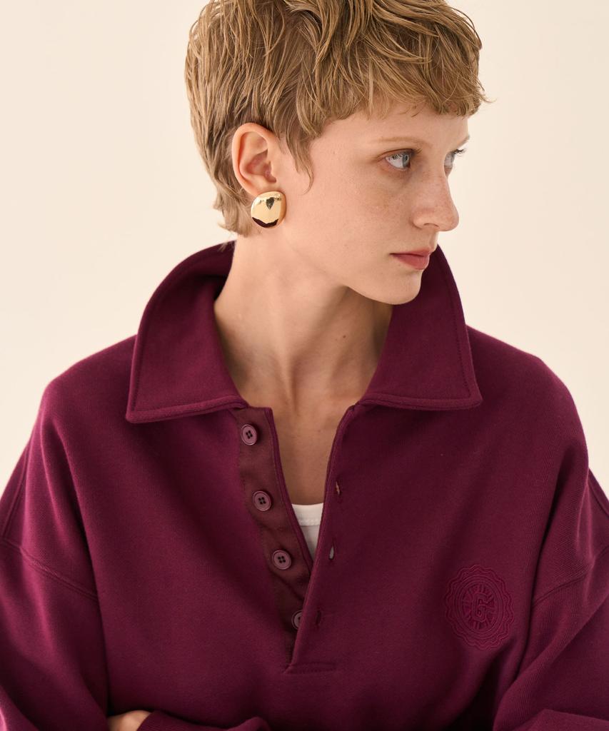 GRIDAJ Minimal Polo Sweatshirt _ Burgundy