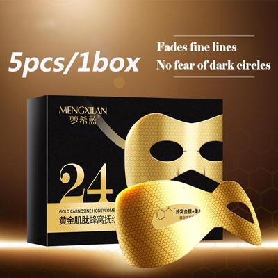 Maschera per occhi a nido d'ape con carnosina dorata 5 pezzi vestibilità comoda essenza a grana leggera cura idratante per gli occhi
