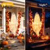 Halloween-Außendekoration Veranda Schwingende Geisterdekoration, Großes Hängendes mit Ahornblatt Beleuchtete Schaukel für Hof Rankenlichter Und Fernbedienung Baum,