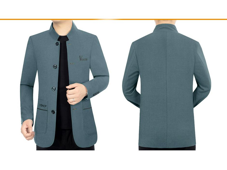 Pierre Cardin Men's Woolen Stand-Up Collar Jacket – Spring/Autumn Business Casual for Middle-Aged Dads.