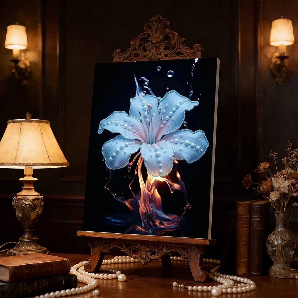 DIY Pearl Painting Set Little Orchid Pattern Home Decoration Handmade Sticky Diamond Creative Canvas Pearl Art Painting Crafts Perfect Gift