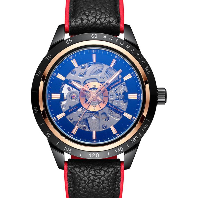 GUCAMEL Business Fashion Handstück Leder mit hohler mechanischer Uhr