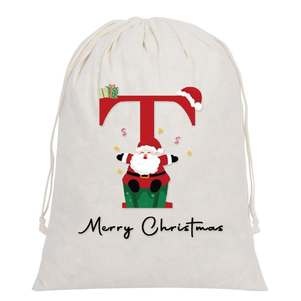 5pcs Large Letter Drawstring Bag Cloth Bag Party Festival Supplies Bag Christmas Gift Bag Santa Claus Bag