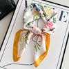 Green Oil Painting Small Square Scarf Silk Scarf Women's Summer Thin Sunscreen Spring and Autumn Headscarf Head Scarf Tied Bag Headband Belt