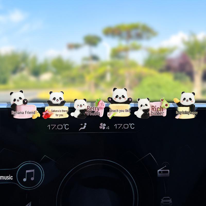 Adorable Fruit Panda Shaking Car Ornament - Electric Car Interior Console Decoration