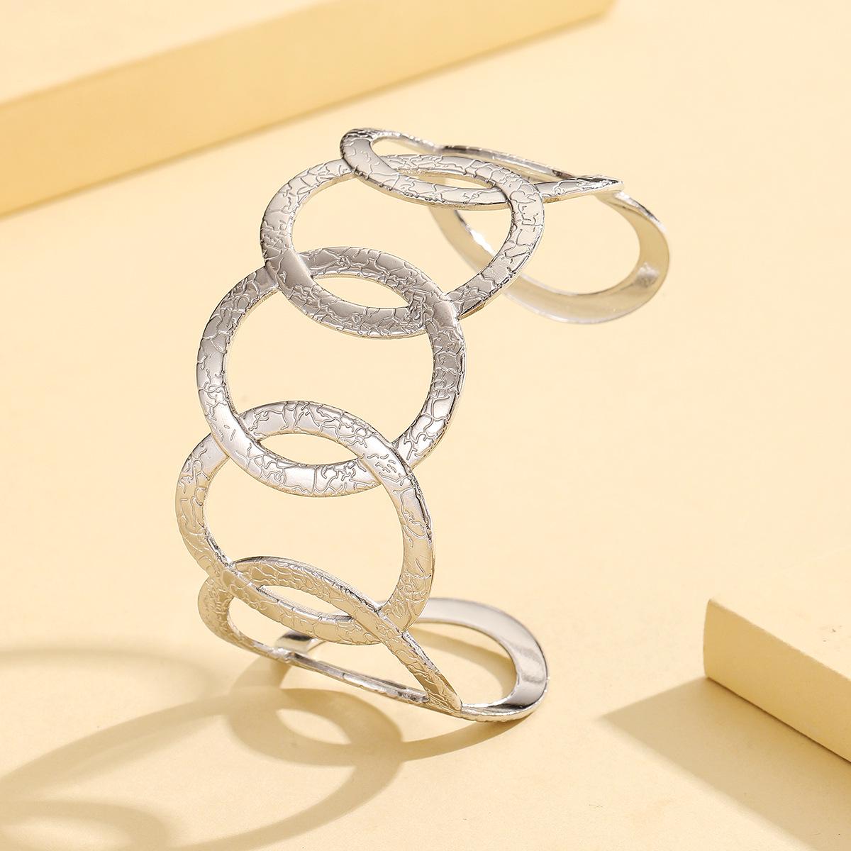 Women s Geometric Hollow Texture Gold Bracelet - Stainless Steel, Irregular INS Style