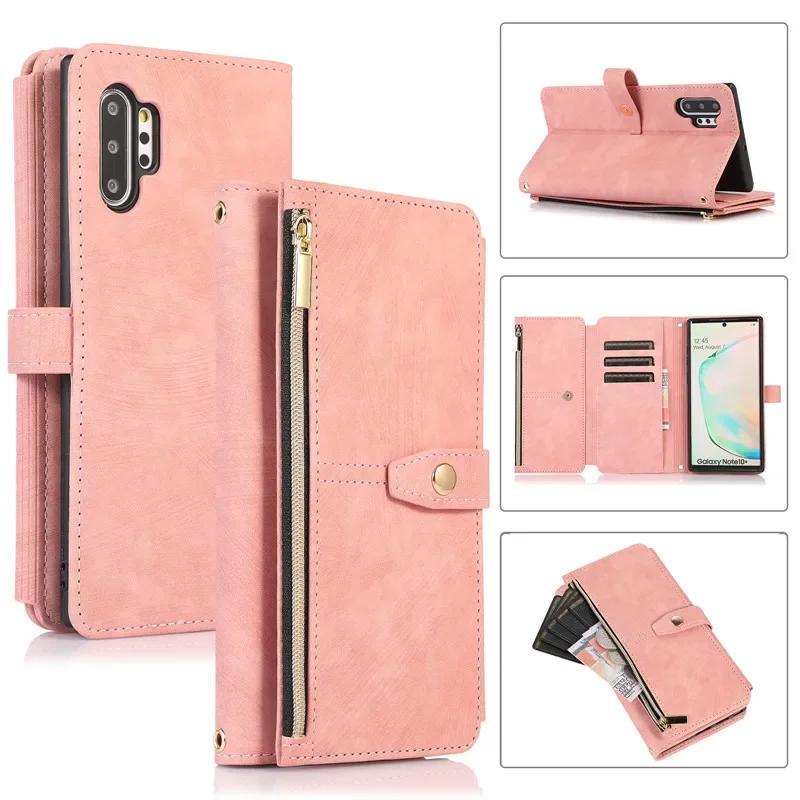 

Long Lanyard Leather Case For Samsung Galaxy S25 Edge S24 FE S23 Plus S22 Ultra S21 S20 S10 Note 20 Zip Wallet Card Phone Cover Samsung S25