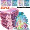 50PCS Colorful Organza Bag,Jewelry Packaging Bag,Wedding Gift Drawstring Bag,Candy Pouches for Wedding Party Valentine's