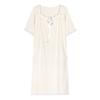 New nightdress women's summer medium and long solid color short-sleeved skirt with chest pad women's summer cotton pajamas dress homewear