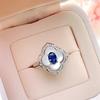 Light Luxury Design Four-Leaf Clover Fritillary Pendant Necklace High Carbon Diamond Ring Blue Spinel Stud Earrings Temperament Colorful Treasure Set