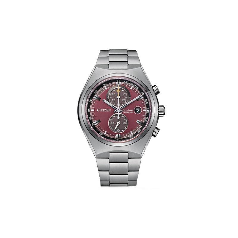 

CITIZEN 100 meters waterproof, solar Quartz, super titanium strap, , men s watch, brown dial CA7090-87X синій