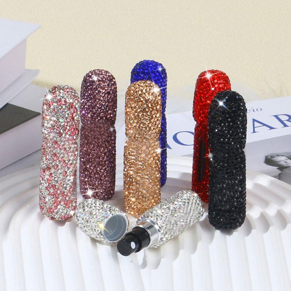 Portable Perfume Spray Bottle Rhinestone Inlaid Storage Container  Travel Accessories