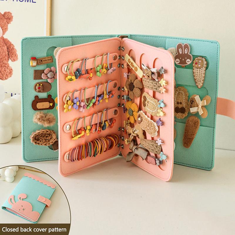 

Книга для хранения аксессуаров для волос, складная, нетканая ткань, контрастный цвет, большая вместимость, удобный для переноски органайзер для заколок для волос зелёный