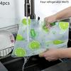 4pcs Waterproof Refrigerator Liner Set - Moisture-Proof, Non-Slip, Washable,Novel Lemon Pattern, Suitable for Refrigerator and Kitchen Decoration