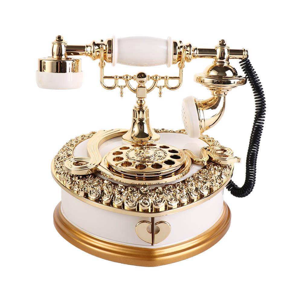Light Luxury Dial Telephone Miniatures Classic Style Telephone Music Box Retro   Birthday Gift