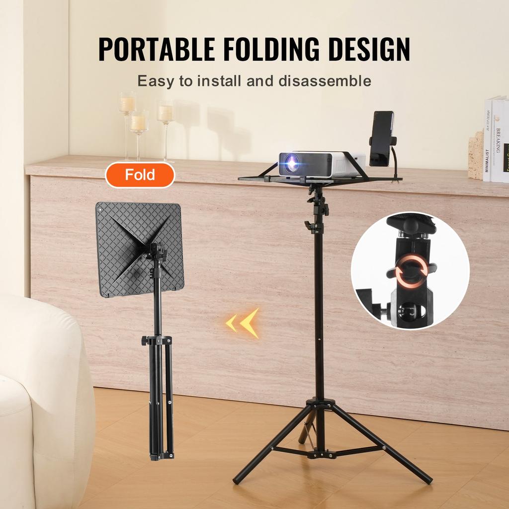 VEVOR Projector Stand, Laptop Stand Tripod Adjustable Height from 26.97 To 63 In