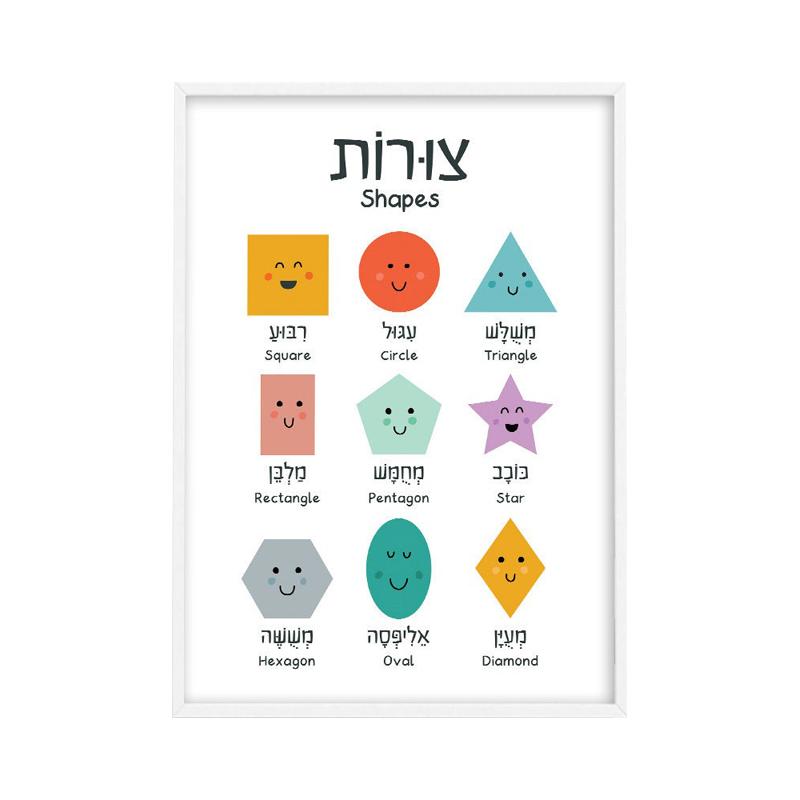 

Иврит, английский, образовательные плакаты, алфавит, цифры, цвета, формы, художественный принт, детская картина на холсте, детский декор для стен в классе 21x30cm No Framed