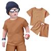 Kids' Solid Color Set - Short Sleeve & Shorts 2-Piece Outfit