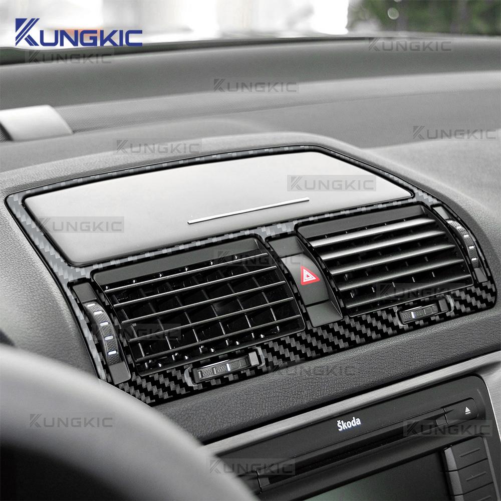 Real Soft Carbon Fiber Middle Dashboard Vent Trim For Skoda Octavia 1z3 1z5 A5 2005 2006 2007 2008 2009 2010 2011 2012 2013
