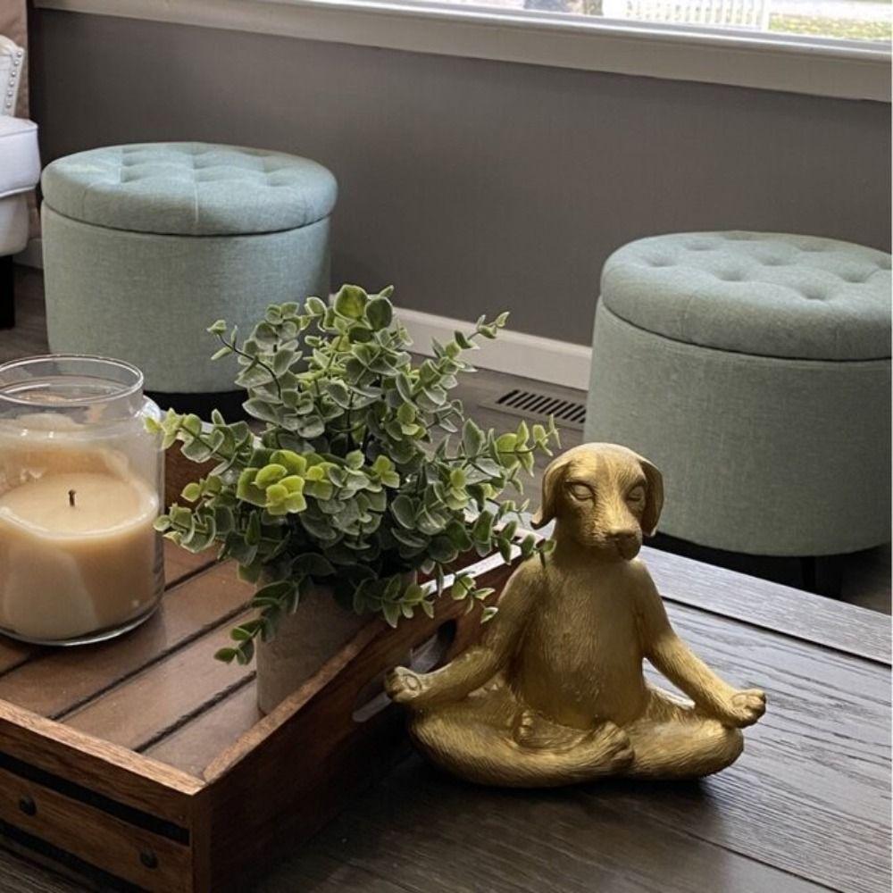 Resin Dog Yoga Statue Retro Animal Miniatures Sculpture Desktop Ornament Dog Figurine Garden