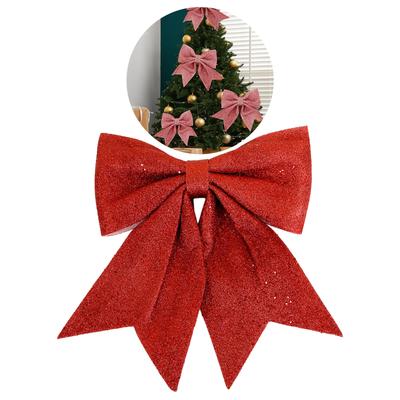 Christmas Bowknot Decoration Christmas Tree Ornaments for Home Gifts Packaging Glitter Bows Wreath Decor 2024 New Year