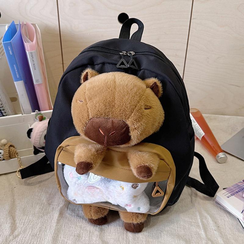 

Рюкзак Капибара Каваи Женский Большой вместимости Мультяшный Смешной Рюкзак Мягкая Девушка Мультяшная Анимация Студенческий Рюкзак Легкая Сумка Любви чёрный