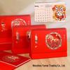 2026 3D Red Festive Desk Calendar: Fine Carving, Hollowed-out Design, Wire-o Binding, Customized Logo Option