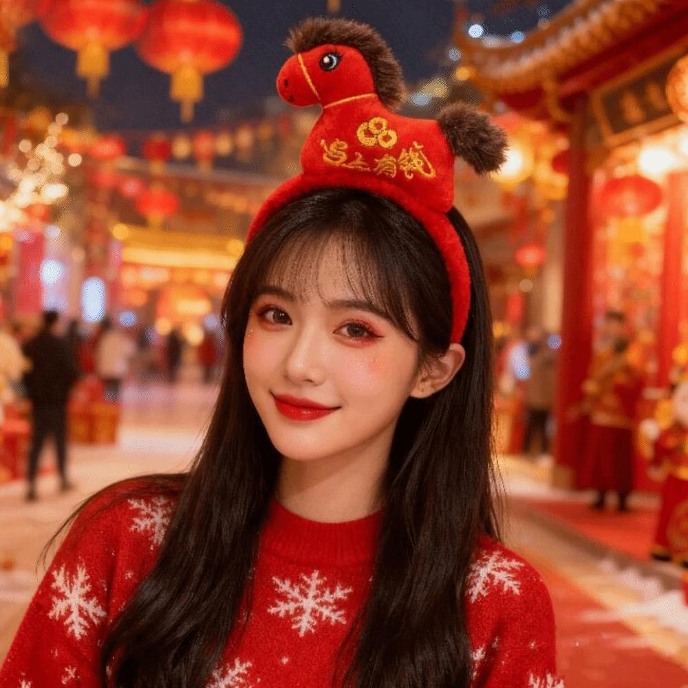 Mascot Horse Hairband Cartoon Plush Horse Headband Exquisite New Year Headband  Party Decoration