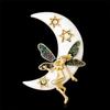 Women Fashionable Cartoon Moon Brooch Crystal Rhinestones Brooch Pins Party Jewelry Gift