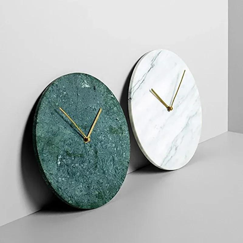 Nordic Large Wall Clock Modern Design Natural Marble Clocks Home Decor for Living Room Luxury Silent Watches Bedroom DecorM5Q1K1