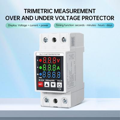 Rail Type Adjustable Electric Energy Meterover-Current Surge Protector Voltage Current Power Meter Automatic Reclosing Metering