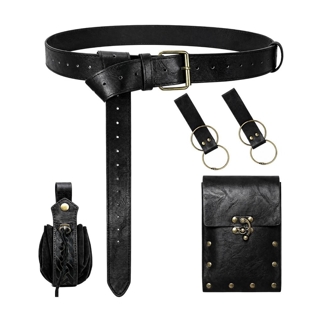 Adjustable Faux-Leather Cosplay Waist Belt Multifunctional with
