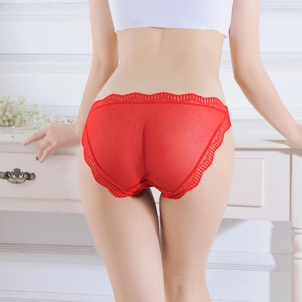 Women Mid‑Low Waist Sheer Mesh Panties Scalloped Lace Trim Double Bows Decor Soft Breathable Sweet Ladies Briefs Underwear Lingerie