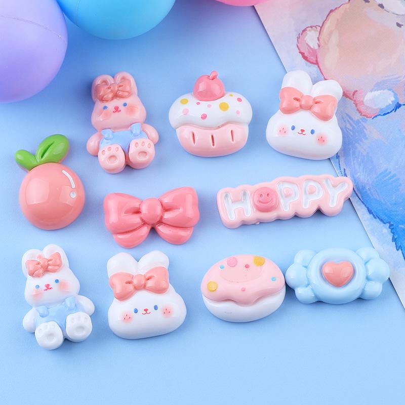 Glossy Cartoon Rabbit DIY Resin Shoe Buckle Ornaments.