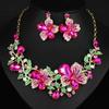 Exquisites Strassschmuck-Set Glänzendes Kristall-Halsketten-Set Halskette Ohrringe Set Bankett