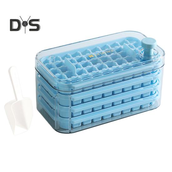 

Лотки для кубиків льоду з контейнером для льоду, лопатою для льоду, 100/200 порожнин, штабельовані форми для льоду для морозильної камери, легке звільнення льодогенератора для коктейлів, віскі, соку 200 Grid світло-синій колір