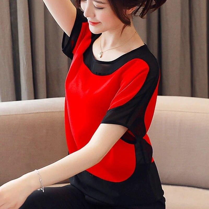 Fashion Women Blouses Women Blouse Shirt Short Sleeve Casual Chiffon Blouse Women Shirts Womens Tops and Blouses