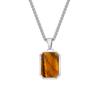 Vnox Simple Geometric Pendant Necklaces For Men Women, Stainless Steel Rectangle Pendant, Natural Stone Collar With Box Chain