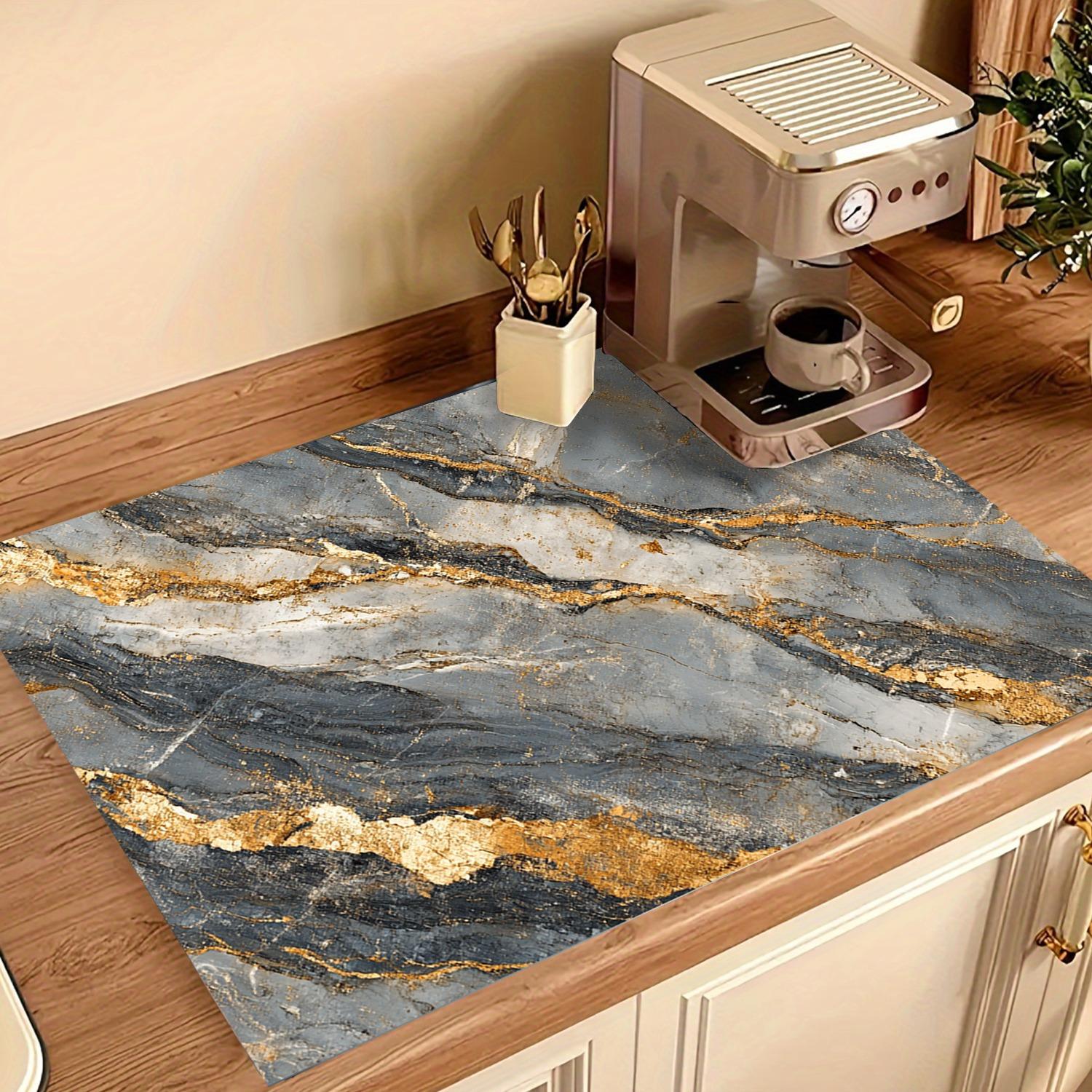 

1 шт. Сушильный коврик с мраморным принтом, Посуда для кофейни, Кухонный ковер, Настольная посуда, Прочный диатомовый ил, Настольный коврик, Коврик для посуды для домашних животных 30*40