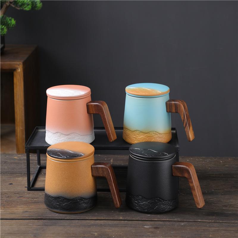 Business Gifts Ceramic With Lid And Filter Office Tea Cup With Hand Gift Tea Separation Gift Box
