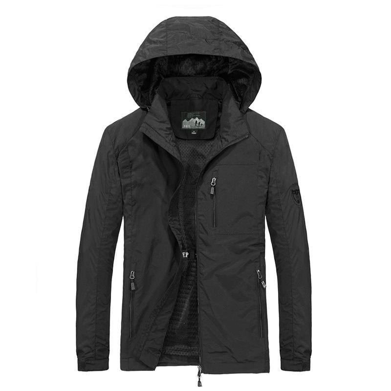 Jaqueta com Capuz Fina Masculina para Primavera e Outono Jaqueta Anti-respingo Grande Tamanho para Uso Externo Jaqueta Casual Masculina