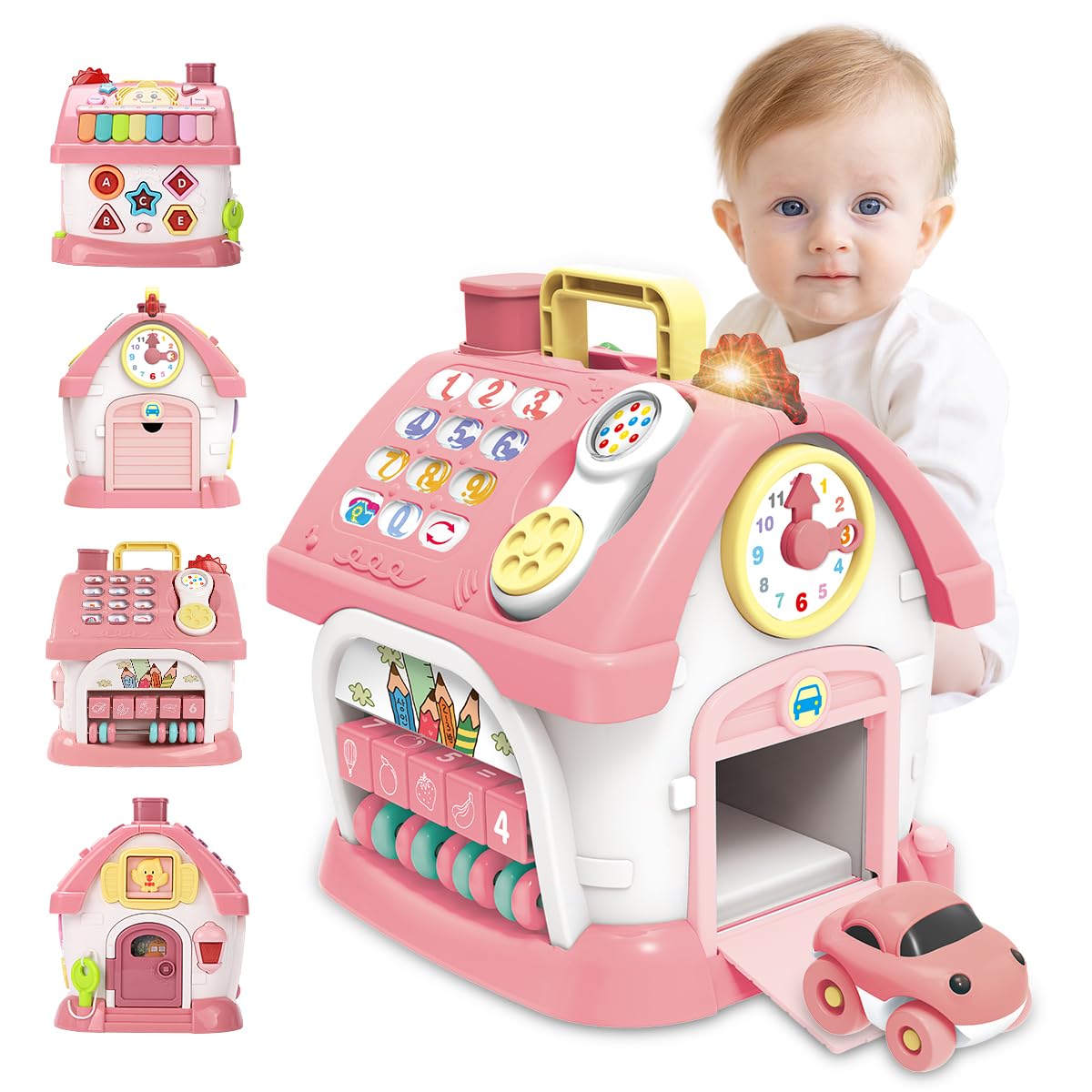 

REMOKING Multifunctional Baby Montessori Educational Toy with Sound and Ages and Baby Toy with Car and Christmas Kindergarten Teaching Preschool Entry