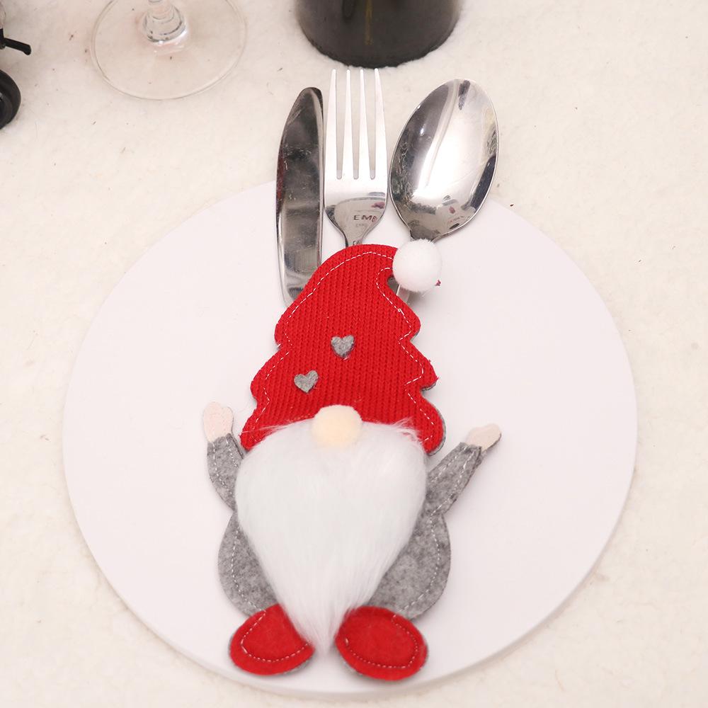 3D Christmas No Face Doll Knife & Fork Holder Set - Festive Table Decoration Props