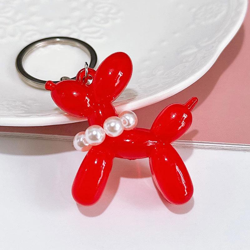 Translucent Candy Pearl Balloon Dog Keychain Pendant