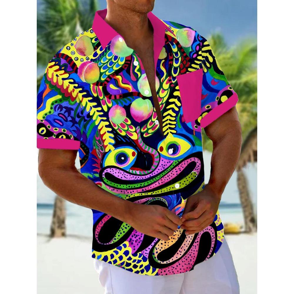 

Летняя гавайская рубашка весна/лето мода мужская рубашка для отдыха на улице прогулки турист пляж принт полностью открытая рубашка с коротким рукавом на пуговицах XXXL