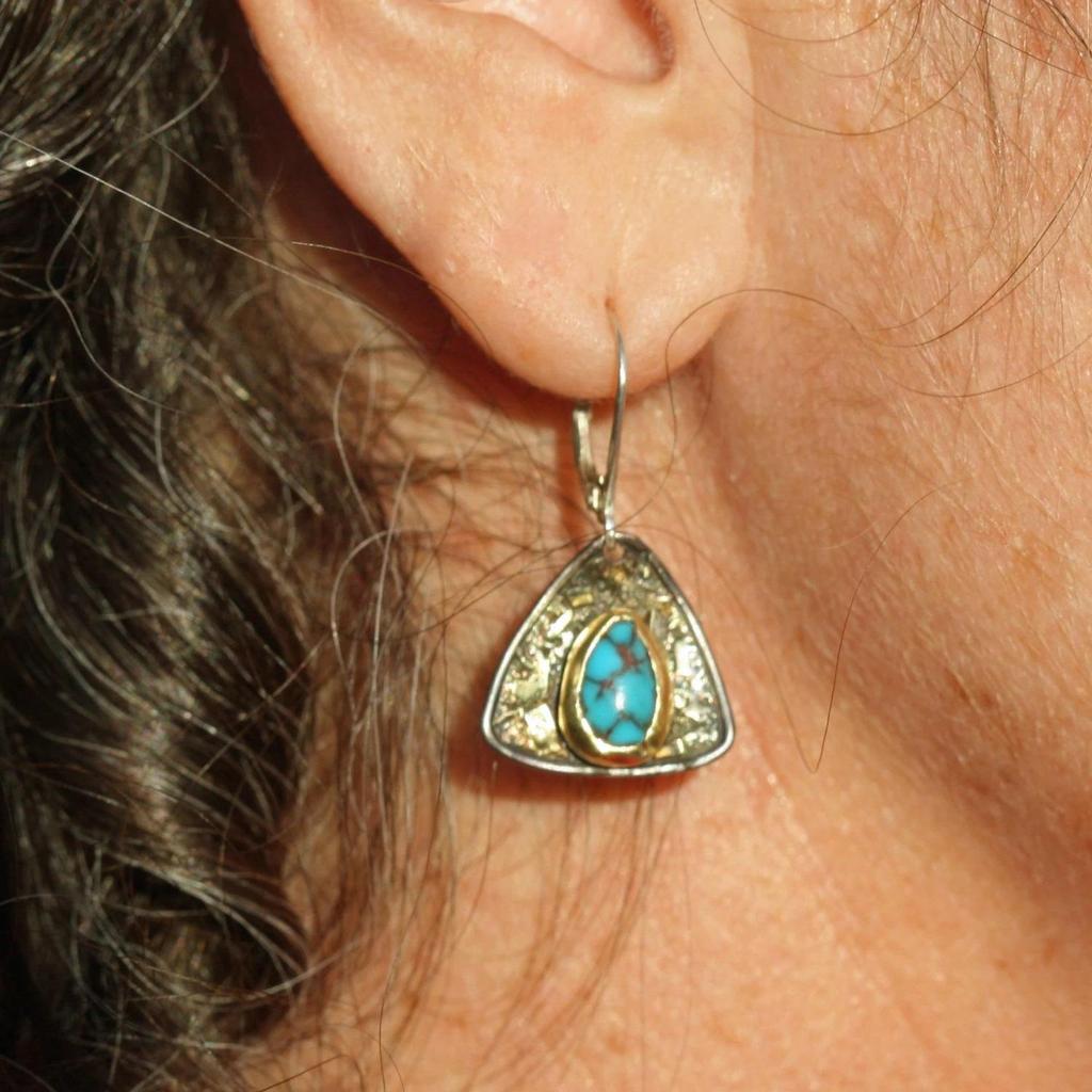 Vintage Sea Shoreline Water Drop Vintage Turquoise Earrings Two Color Turquoise Earrings