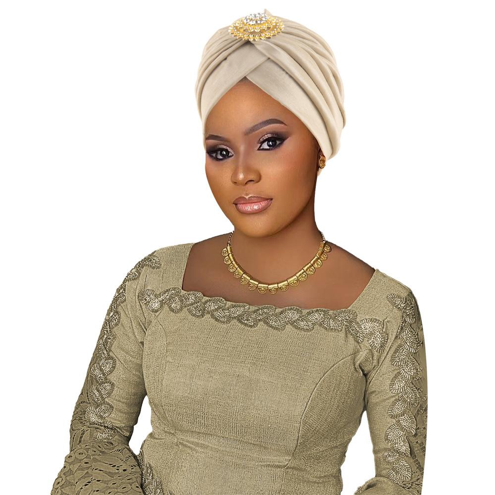 Indian Women Chemo Cap Muslim Diamonds Hijab Pleated Turban Wrap Headscarf Beanies Hair Loss Bonnet Hat Femme Turbante Mujer New