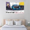 Retro cartoon blue car wall tapestry 90s animated living room bedroom polyester decoration streetwear aesthetic home decor