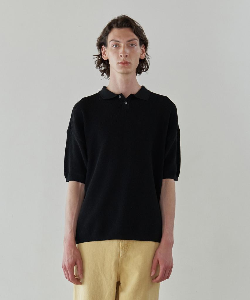KNITTED Coolever Pk Short Sleeve Knit Tee Black
