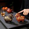 Zisha Horse Tea Pet Ornament: Zodiac Tea Table Decor with Yuanbao for Prosperity